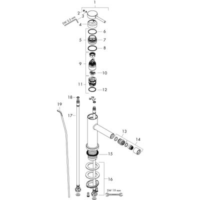 Hansgrohe Bidetmischer Tecturis S, mit Zugstangen-Ablaufgarnitur BBR, Farbe schwarz, chrom Bild 3