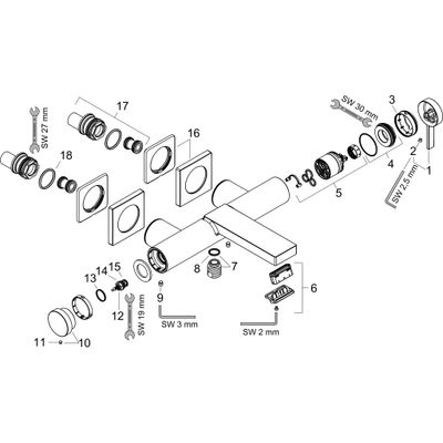 Hansgrohe Wannenmischer Aufputz Tecturis E MSW, Farbe schwarz Bild 2
