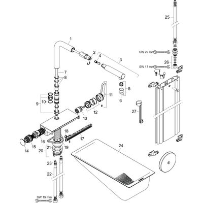 Hansgrohe Spültischmischer 250 Aquno Select M81 Ausziehauslauf 2jet sBox matt, 281 mm, Farbe schwarz Bild 3