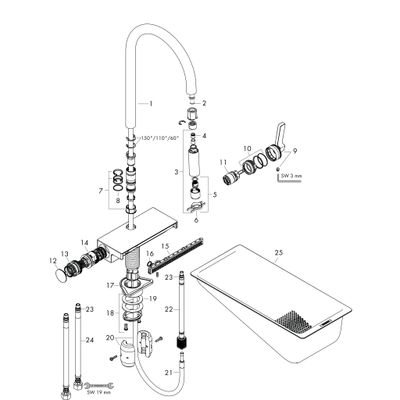 Hansgrohe Spültischmischer 170 Aquno Select M81 Ausziehbrause 3jet, 390 mm, Farbe chrom Bild 2