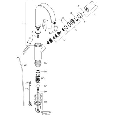 Hansgrohe Einhebel-Waschtischmischer 210, Schwenkauslauf, mit Ablaufgarnitur, Ausladung 139 mm, 300 x 139 mm, Farbe chrom Bild 3