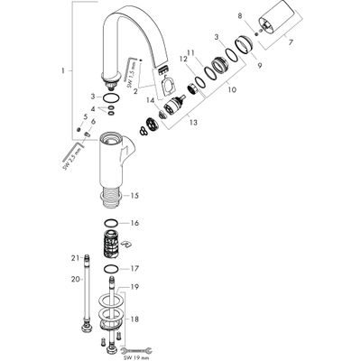 Hansgrohe Waschtischmischer 210 Vivenis, mit Schwenkauslauf, ohne Ablaufgarn.MW, Farbe weiß Bild 2