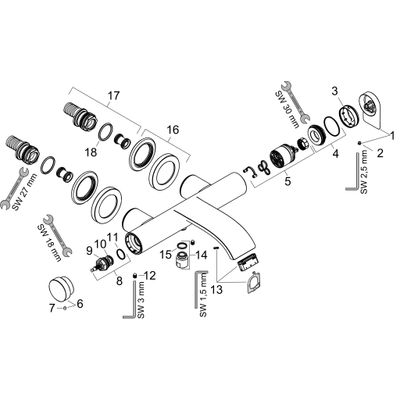 Hansgrohe Wannenmischer Aufputz, Farbe chrom Bild 2