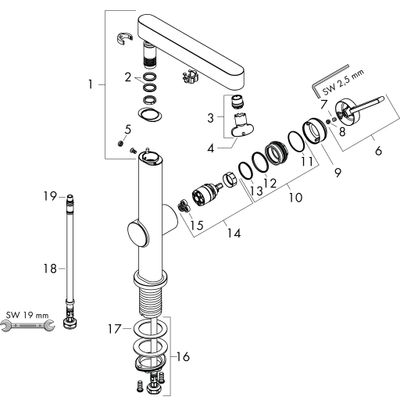 Hansgrohe Waschtischmischer 230 Finoris Schwenkauslauf matt, Farbe weiß Bild 3