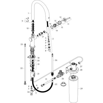 Hansgrohe FilterSystem 210 Aqittura M91 Ausziehausl.1jet edelstahl-optik, Farbe silberfarben Bild 2