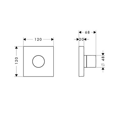 Hansgrohe Fertigset ShowerCollection für Trio-/ Quattro-Umstellung 1/2" eckig verchromt, 120 x 120 x 68 mm, Farbe chrom Bild 4