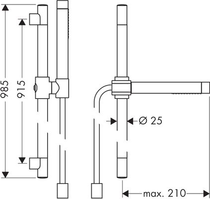 Hansgrohe Brausenset Axor Starck 900 mm, mit Schlauch 1600 mm und Handbrause, Farbe chrom Bild 7