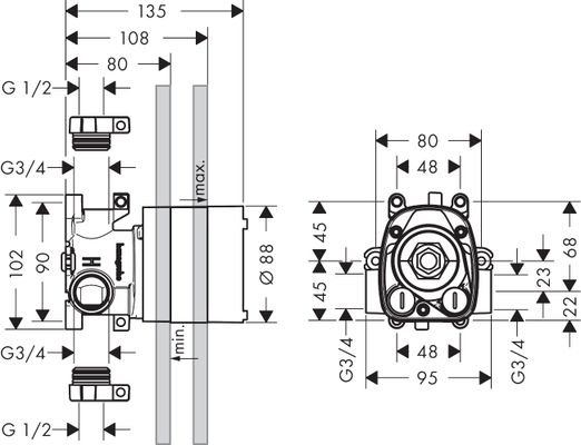 Hansgrohe UP-Körper Axor Starck ShowerCollection für Thermostat UP 3/4" Bild 6