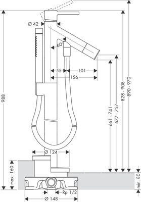 Hansgrohe Farbset Philippe Starck verchromt für Stand-Einhand-Badebatterie, 142 x 156 mm, Farbe chrom Bild 4