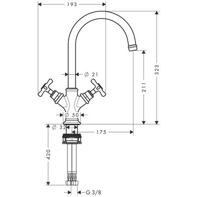 Hansgrohe Zweigriff Waschtischarmatur Axor Montreux, ohne Ablaufgarnitur, Farbe chrom Bild 3