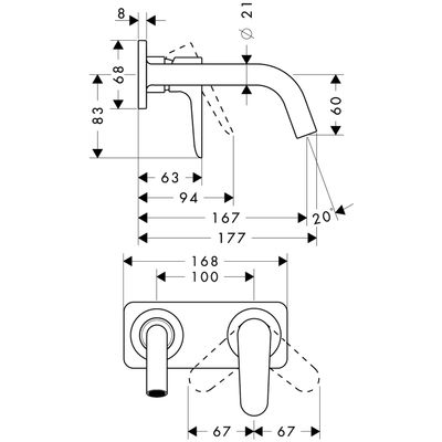 Hansgrohe Einhebel-UP-Waschtischm. Citterio M mit Platte mit kurzem Auslauf, verchromt, 167 mm, Farbe chrom Bild 3