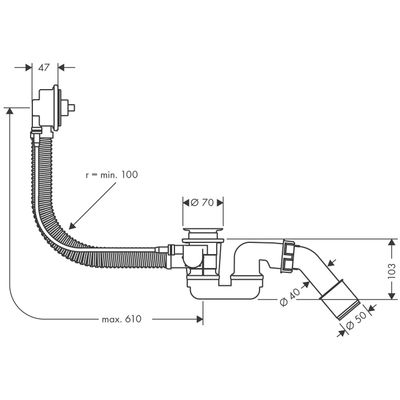 Hansgrohe Ab- und Überlaufgarni. Flexaplus NEU 1 1/2" für Bade- und Duschw.ohne Griff u.Stopfen Bild 3