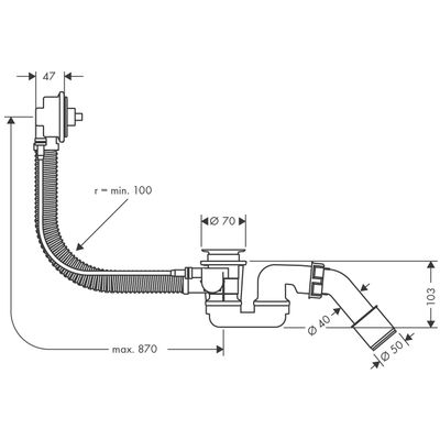 Hansgrohe Ab- und Überlaufgarni. Flexaplus NEU 1 1/2" für Sonderwannen ohne Farbset Bild 3