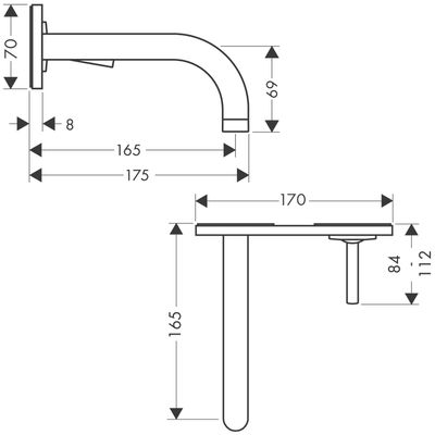 Hansgrohe Farbset Uno2 für Waschtisch-Wandbatterie Ausladung, mit Abdeckplatte, 165 mm, Farbe chrom Bild 3