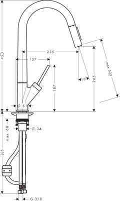 Hansgrohe Spültischmischer Axor Starck BBC, mit Ausziehbrause, Farbe black chrome Bild 3