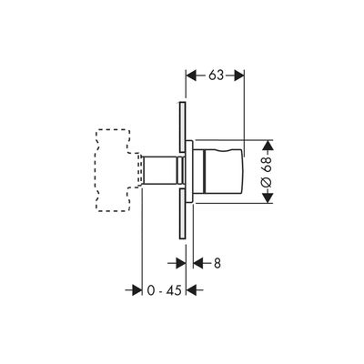 Hansgrohe Farbset Uno Zero verchromt für Unterputz-Ventil 1/2" u.3/4", 68 mm, Farbe chrom Bild 3