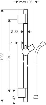 Hansgrohe Brausenstange Unica S Puro 90 mit Brauseschlauch 1600 mm, matt, 1008 mm, Farbe weiß Bild 13