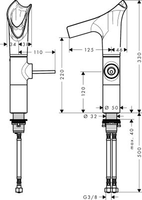 Hansgrohe Waschtischmischer Axor Starck V chrom für Waschsch.Nicht f.(halb-)öf.Ber.empf, Farbe chrom Bild 4