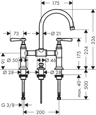 Hansgrohe Zweigriff Waschtischarmatur 220 Axor Montreux Brücke Hebelgriff BN, Farbe nickel Bild 9