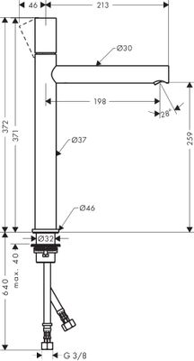 Hansgrohe Waschtischmischer 260 Axor Uno Zerogriff, mit Ablaufgarnitur BN, Farbe nickel Bild 4