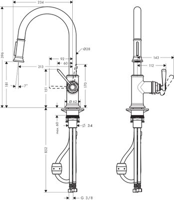 Hansgrohe Spültischmischer Axor Montreux, mit Ausziehbrause, 396 mm, Farbe chrom Bild 5