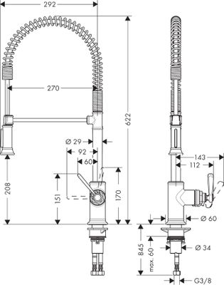Hansgrohe Spültischmischer Axor Montreux Semi-Pro chrom Eco, Farbe chrom Bild 3