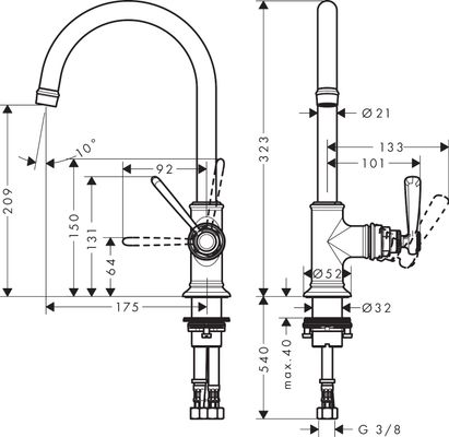 Hansgrohe Waschtischmischer 210 Axor Montreux, ohne Ablaufgarnitur, Farbe chrom Bild 3