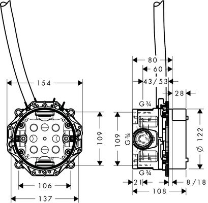 Hansgrohe Waschtischmischer Elektronik Axor Uno Grundkörper Standmodell Bild 3