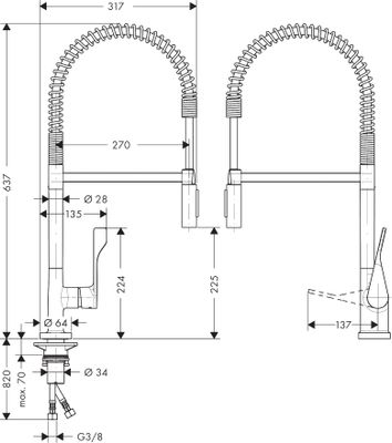 Hansgrohe Spültischmischer Axor Citterio Semi-Pro steel optik, 637 mm, Farbe silber Bild 3