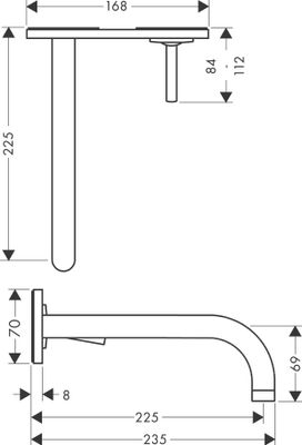 Hansgrohe Farbset Uno2 für Waschtisch-Wandbatterie Ausladung, mit Abdeckplatte, 225 mm, Farbe chrom Bild 5