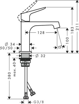 Hansgrohe Waschtischmischer Axor Citterio M, mit Ablaufgarnitur, Farbe chrom Bild 5