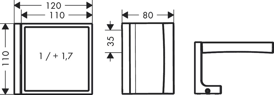 Hansgrohe Rasierspiegel Axor Universal Rectangular PBC, 110 x 120 mm, Farbe black chrome Bild 14
