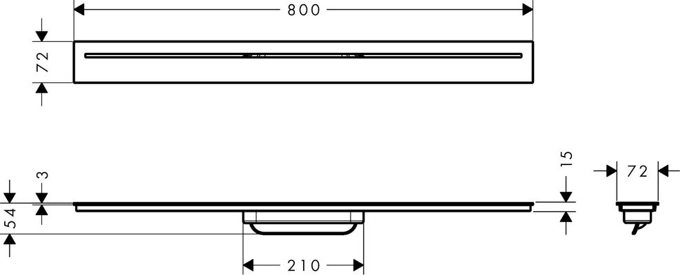 Hansgrohe Fertigset Duschrinne AXOR Drain 800 mm matt, 54 x 800 x 72 mm, Farbe weiß Bild 4