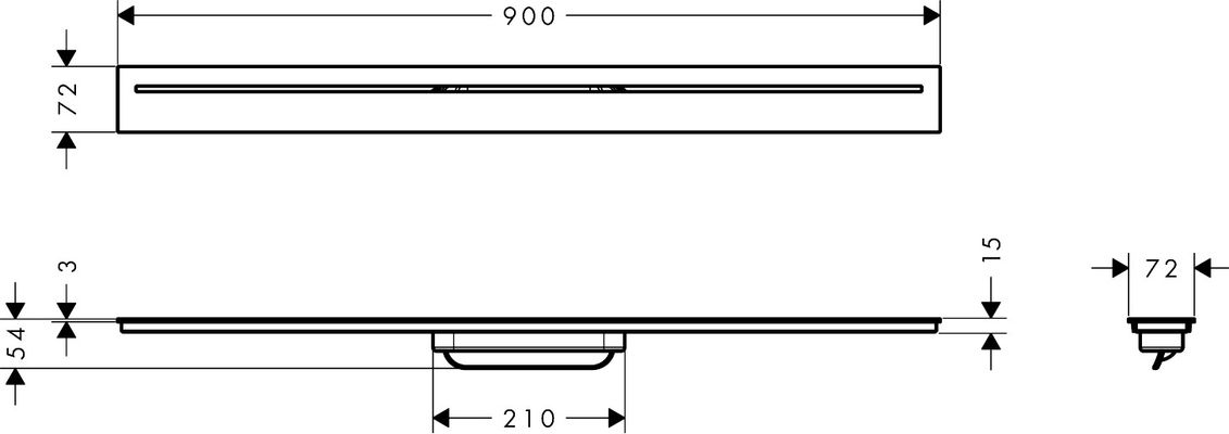 Hansgrohe Fertigset Duschrinne AXOR Drain 900 mm matt, 54 x 900 x 72 mm, Farbe weiß Bild 4