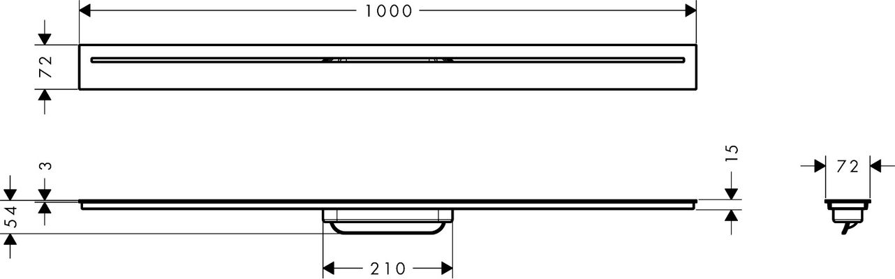 Hansgrohe Fertigset Duschrinne AXOR Drain 1000 mm matt, 54 x 1000 x 72 mm, Farbe weiß Bild 4