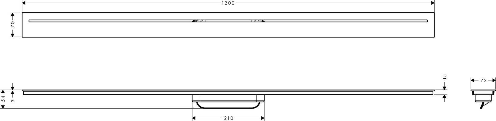 Hansgrohe Fertigset Duschrinne AXOR Drain 1200 mm matt, 54 x 1200 x 72 mm, Farbe weiß Bild 4