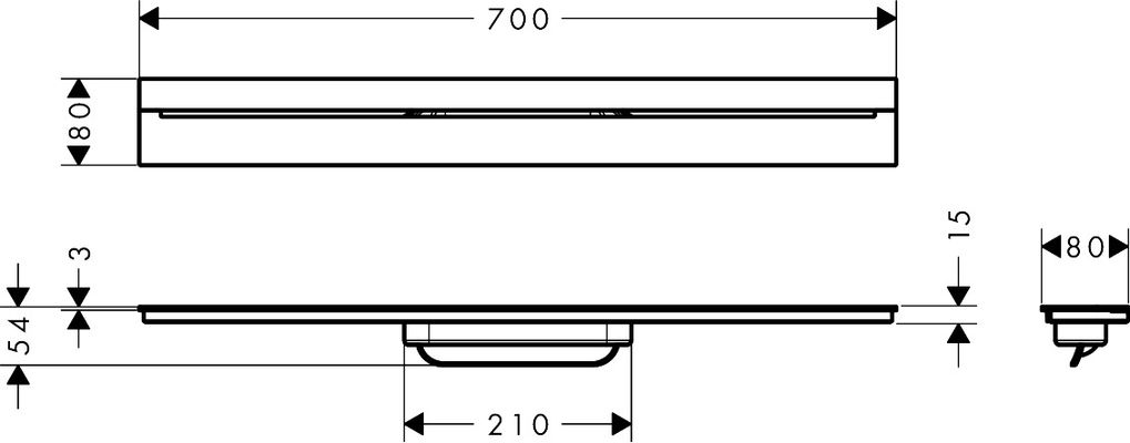 Hansgrohe Fertigset Duschrinne AXOR Drain 700 mm zur Wandmontage matt, 54 x 700 x 80 mm, Farbe weiß Bild 4