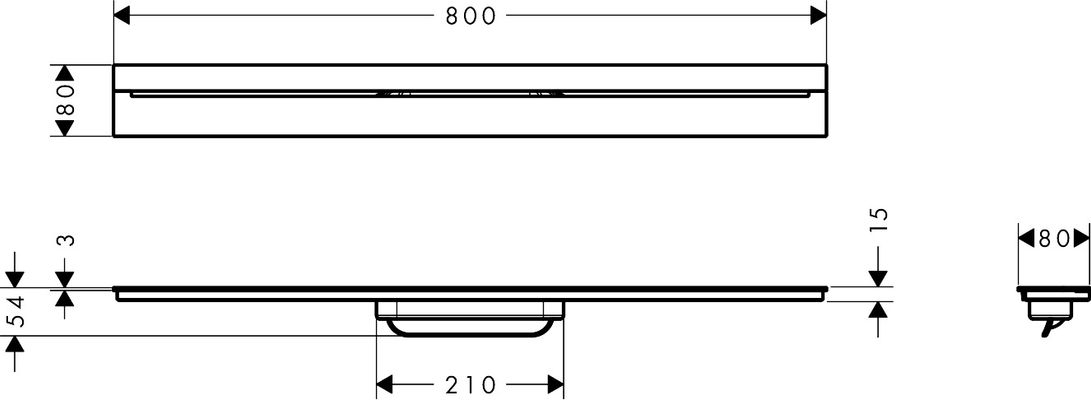 Hansgrohe Fertigset Duschrinne AXOR Drain 800 mm zur Wandmontage matt, 54 x 800 x 80 mm, Farbe weiß Bild 4