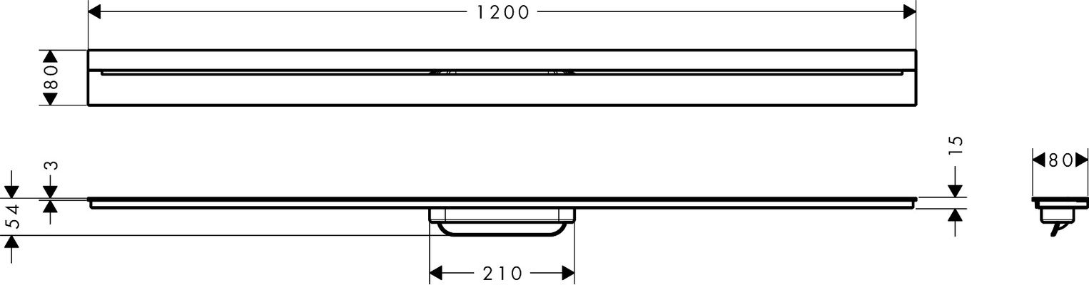 Hansgrohe Fertigset Duschrinne AXOR Drain 1200 mm zur Wandmontage matt, 54 x 1200 x 80 mm, Farbe weiß Bild 4