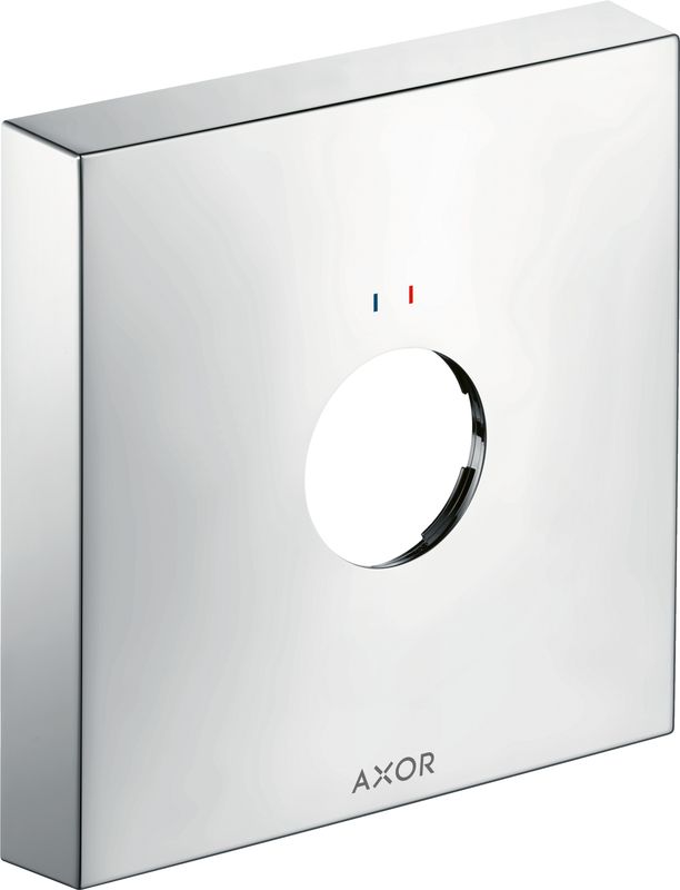 Hansgrohe Verlängerungsrosette eckig rot / blau 1-Loch, 33 mm, D, 170 mm, Farbe chrom Bild 1