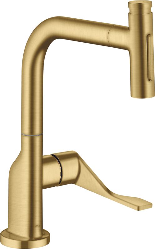 Hansgrohe Spültischmischer 230 Select 2jet Axor Citterio Ausziehbrause sBox BGO, Farbe gold Bild 1