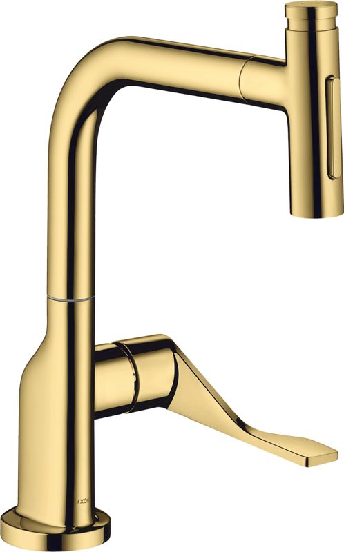 Hansgrohe Spültischmischer 230 Select 2jet Axor Citterio Ausziehbrause sBox PGO, Farbe gold Bild 1