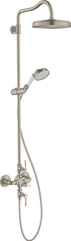 Hansgrohe Showerpipe Axor Montreux brushed nickel mit Thermostat Hebelgriff, 1666 x 260 x 578 mm, Farbe nickel Bild 1