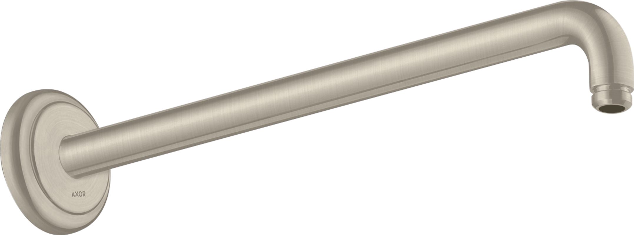 Hansgrohe Brausearm DN 15 389 mm Ausladung Axor 90 Grad brushed, ohne Kugelgelenk, 400 mm, Farbe nickel Bild 1