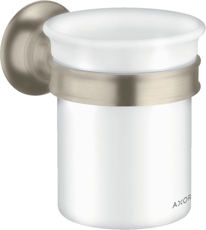 Hansgrohe Zahnglas Axor Montreux brushed, mit Halter, 106 x 87 x 121 mm, Farbe nickel Bild 1