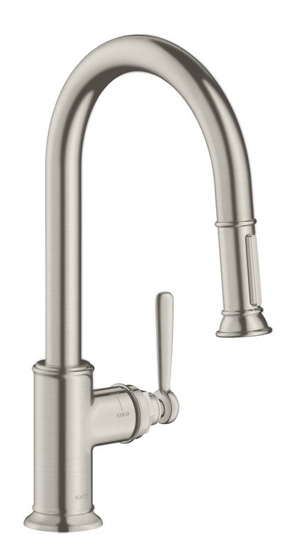 Hansgrohe Spültischmischer Axor Montreux edelstahl-optik, mit Ausziehbrause, 396 mm, Farbe silber Bild 1