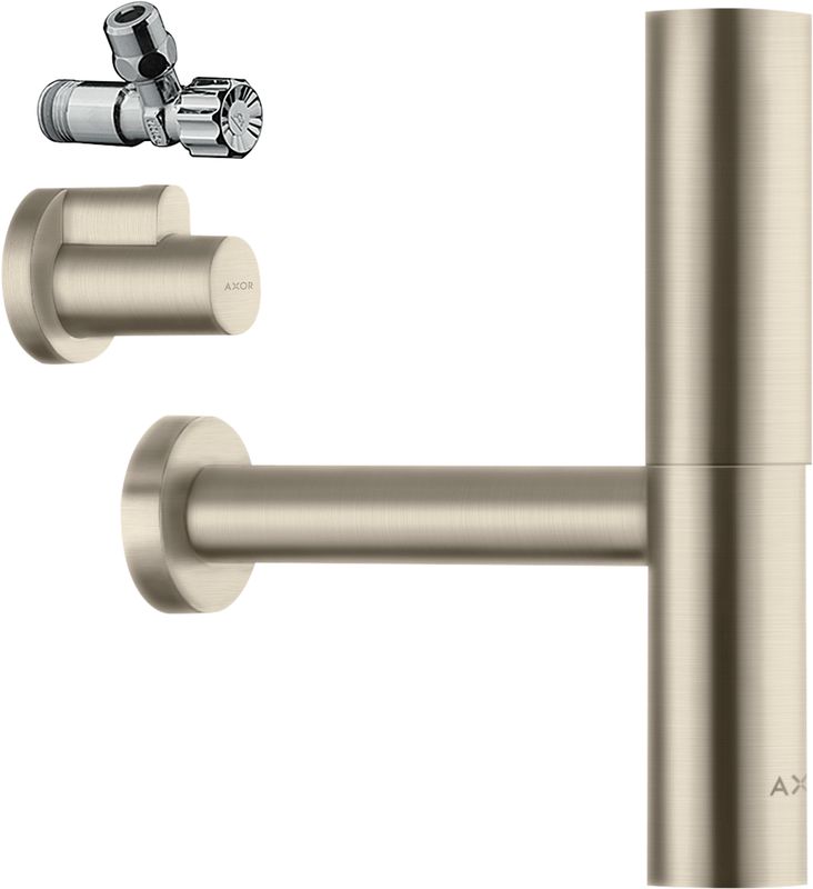Hansgrohe Design Siphon Set Flowstar Axor BN, mit zwei Eckventilen und Schubern, Farbe nickel Bild 1