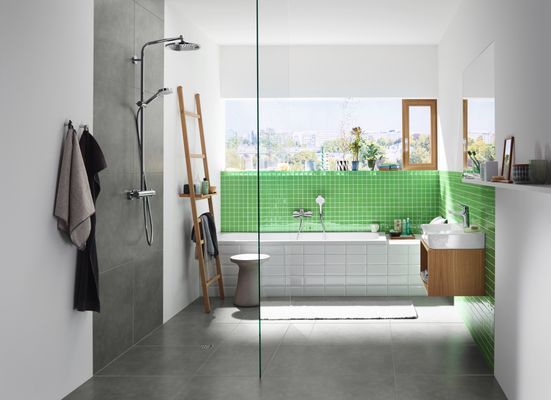 Hansgrohe Showerpipe Crometta S 240, 1jet, mit Thermostat, 1427 x 350 x 304 x 468 mm, Farbe chrom Bild 5