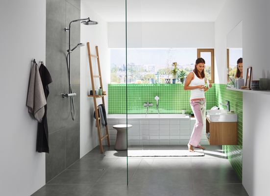 Hansgrohe Showerpipe Crometta S 240, 1jet, mit Thermostat, 1427 x 350 x 304 x 468 mm, Farbe chrom Bild 6