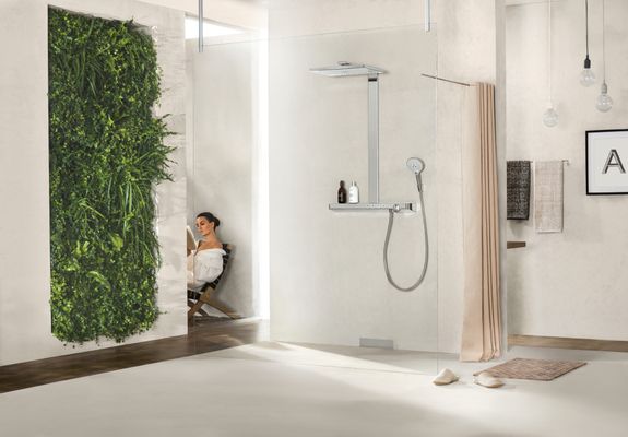 Hansgrohe Showerpipe Rainmaker Select E 460 3jet EcoSmart weiss / chrom, 1565 x 785 x 580 mm, Farbe weiß, chrom Bild 3